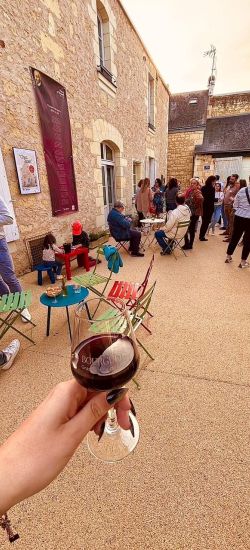 Verre vin Bourgueil dégustation maison des vins